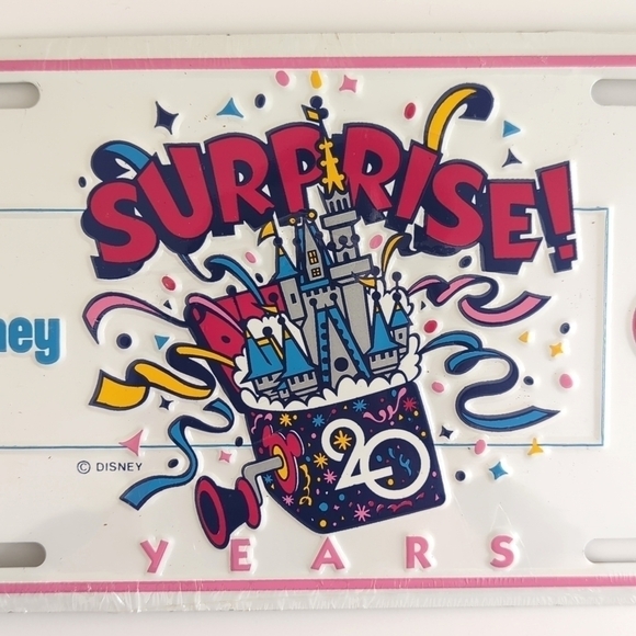 Walt Disney World '91 Vintage 20 Years Anniversary Surprise License Plate White - Picture 4 of 8
